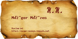 Móger Mózes névjegykártya